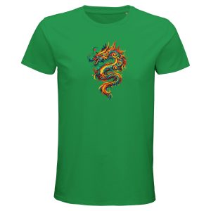 T-shirt dragon homme vert coton bio éco responsable