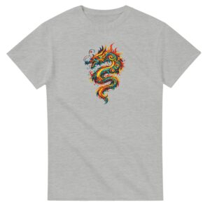 T-shirt cendre dragon unisexe épais ras du cou