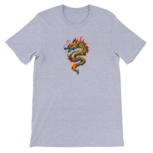 T-shirt dragon bleu chiné unisexe premium ras du cou