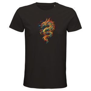 T-shirt dragon homme noir en coton bio