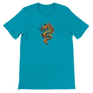 T-shirt dragon sarcelle unisexe premium ras du cou