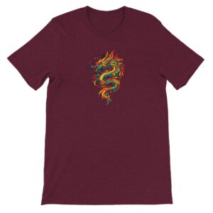 T-shirt dragon rouge cardinal chiné unisexe premium